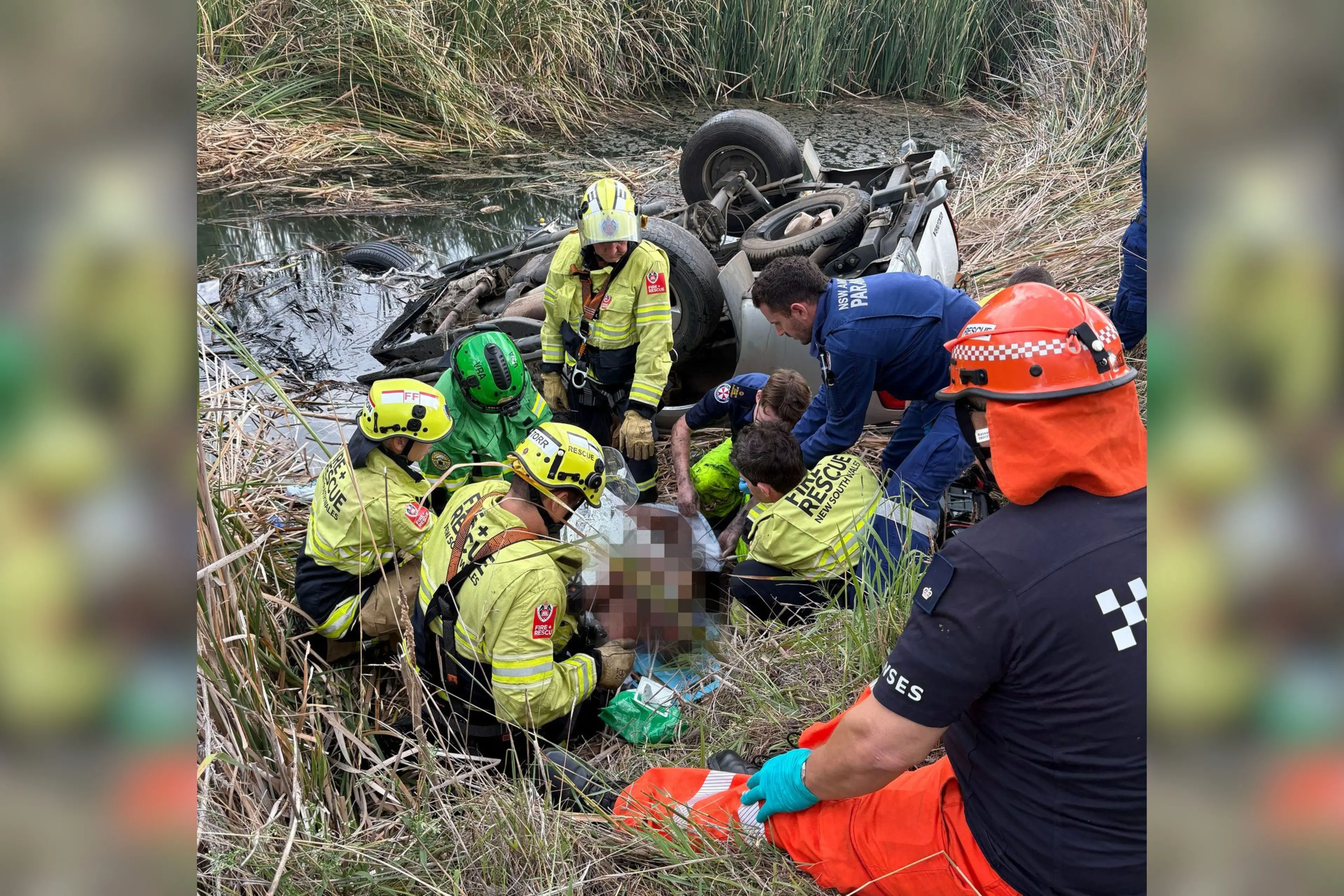 <p>The 54-year-old driver crashed into Curra Creek off Renshaw McGirr Way last week and wasn\\'t discovered for three days. PHOTOS: NSW Ambulance</p>\\n