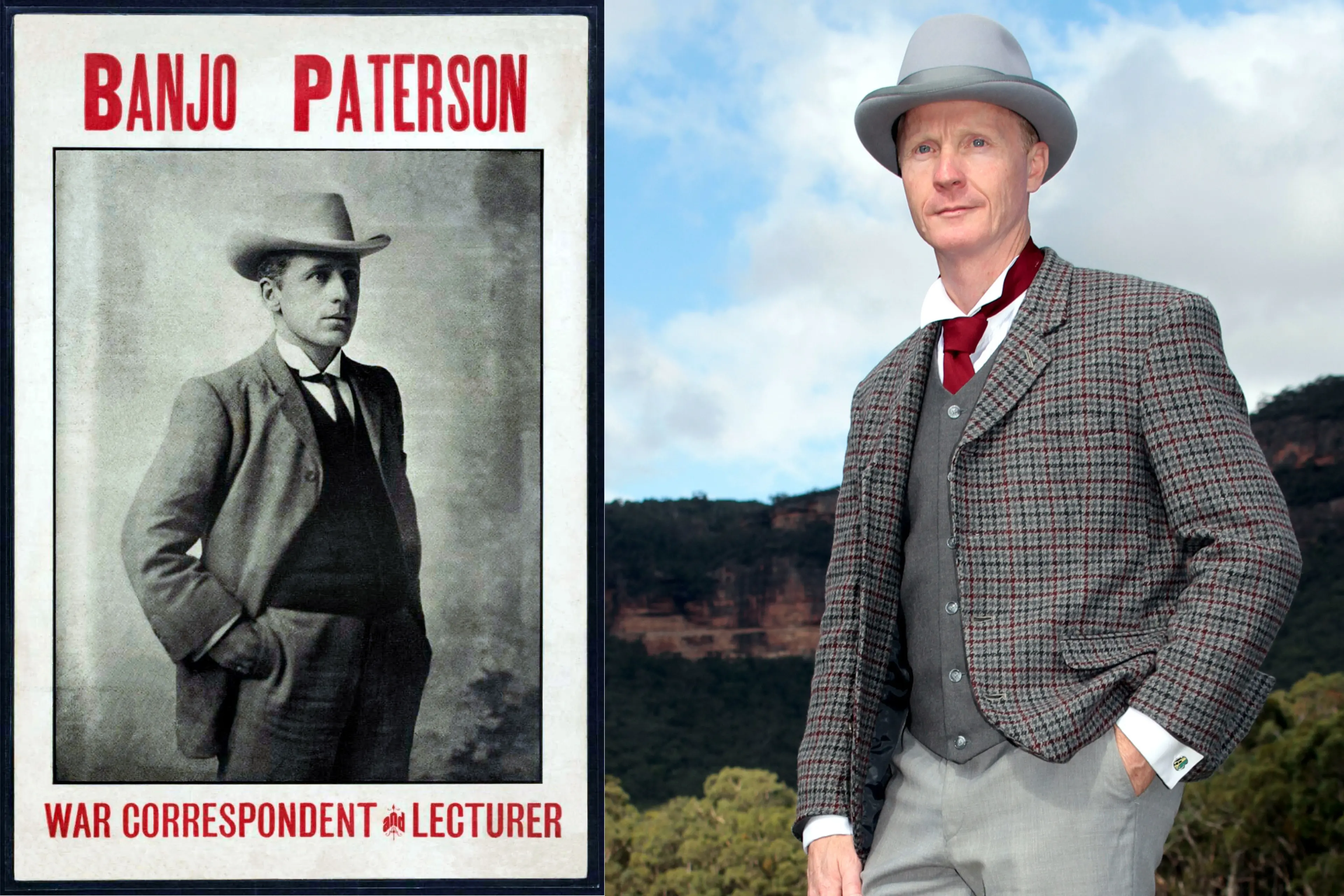 <p>Banjo Patterson spoke on the Boer War in 1901. Poet and performer Gregory North (right) is coming to Parkes next week. PHOTOS: Supplied</p>\\n