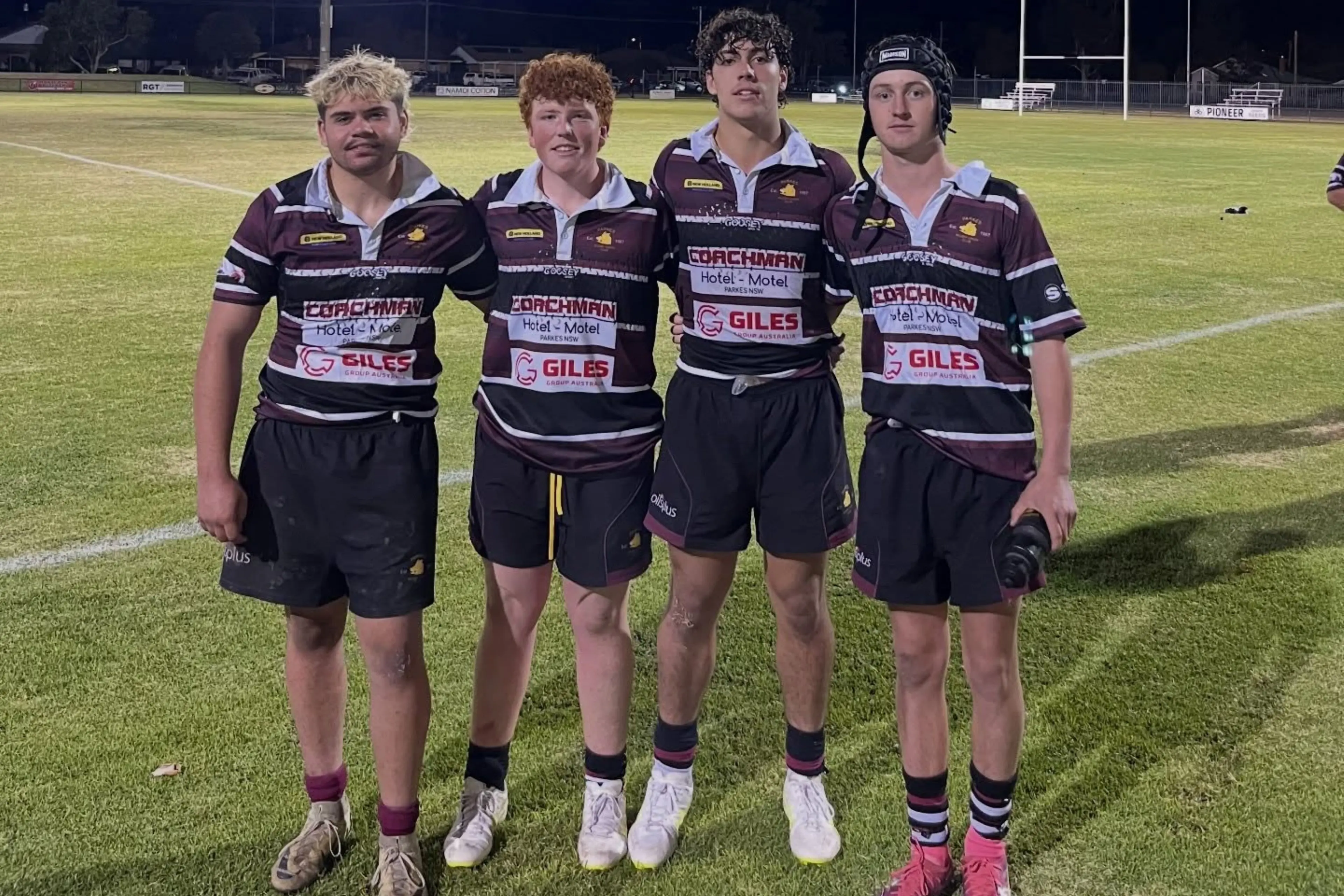 <p>Slade Moore, Darcy Summerhayes, Zac Guy and Rhys Thompson debuted in first grade for the Boars last Friday night. PHOTO: Parkes Boars</p>\\n