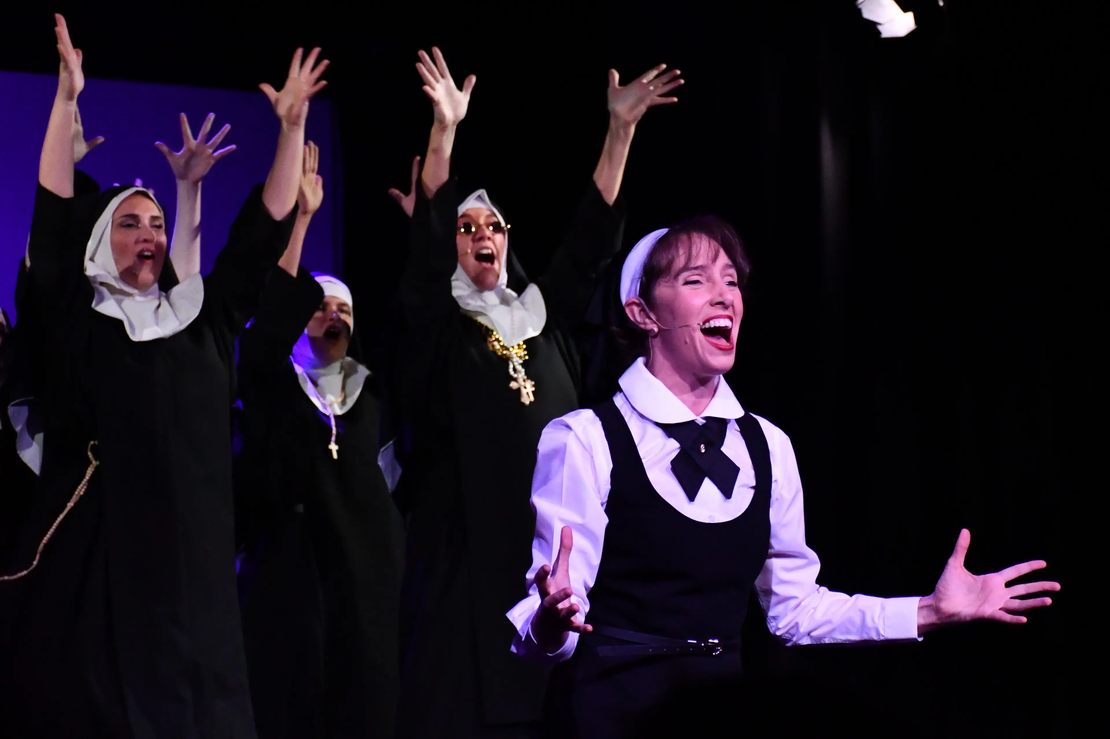 <p>You could feel the energy on stage from Hannah Farrant-Jayet, who\\'s performing as Sister Mary Robert, and her fellow nuns in Sister Act. PHOTO: Jenny Kingham</p>\\n