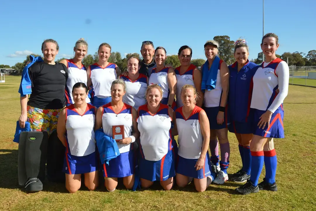 <p>Parkes claimed the Southern State runners-up Parkes 40s Division 1 in 2023 when the championship was last held in Parkes- back, Amy Thornberry, Jane Grosvenor, Sarah Dredge, Lee Hodge, coach Dave Mike, Tracey Chambers, Naomi Spark, Mandy Westcott, Tracey Harrison, Cherie Johnstone; front, Sue McGrath, Denise Gersbach, Janelle Thompson and Jill Hay.</p>\\n