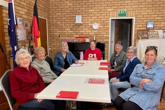 <p>Parkes Branch Australian Red Cross - volunteer Val Glasheen , vice president Marg Ward, president Alison Dixon, secretary Hannah Dixon, zone rep and emergency services (Cowra) Sue Sharp, emergency services officer (Central West)  Kerrie Edwards, treasurer Julie Westley. Absent from photo publicity officer Ellen Tom and patron Norma Oliver.</p>\\n