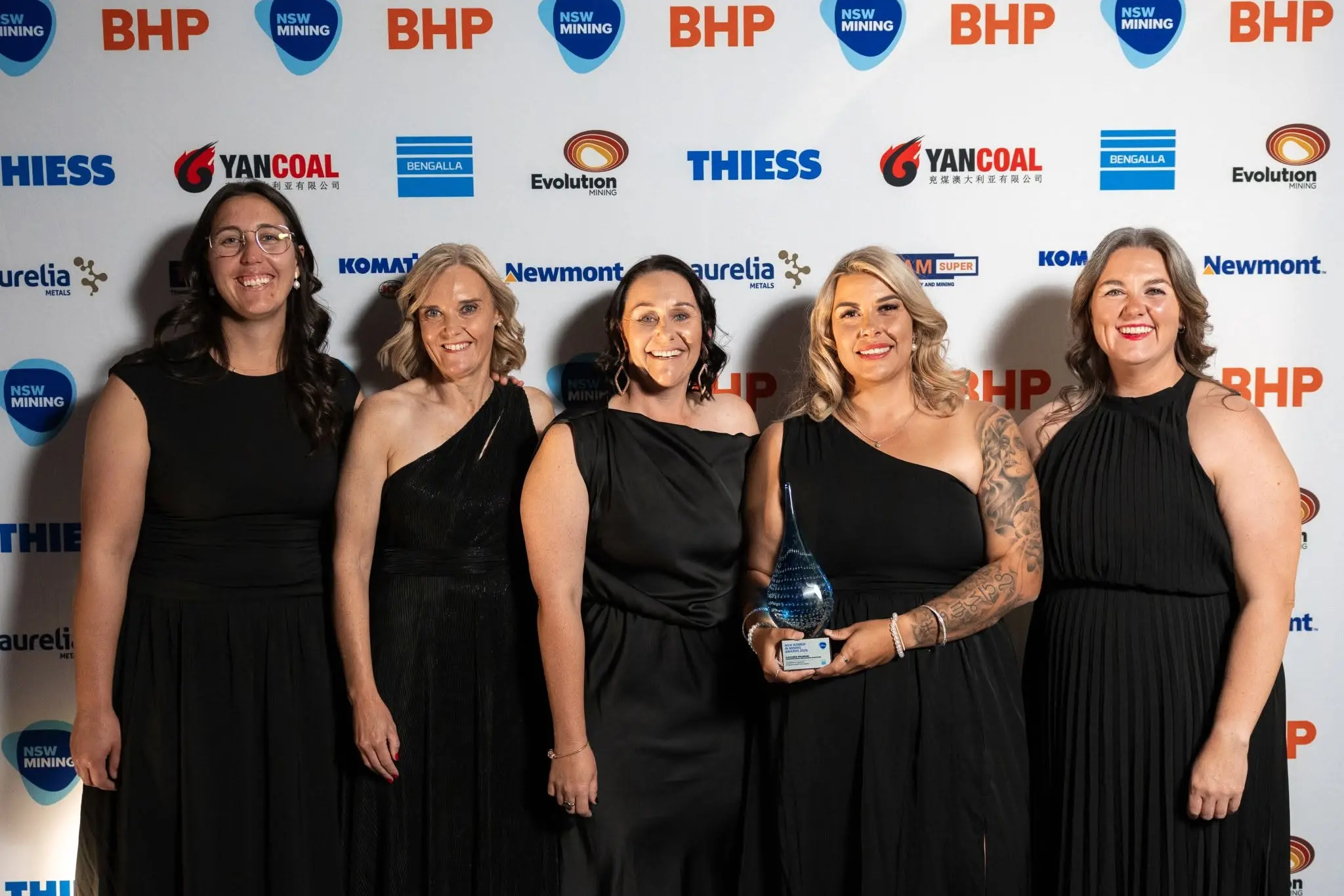 <p>The winning Northparkes Operations FlexCrew team Eliza Jagusiak, Lauren Spicer, Natalie Kelly, Lisa Ellsmore and Carling Henderson.</p>\\n