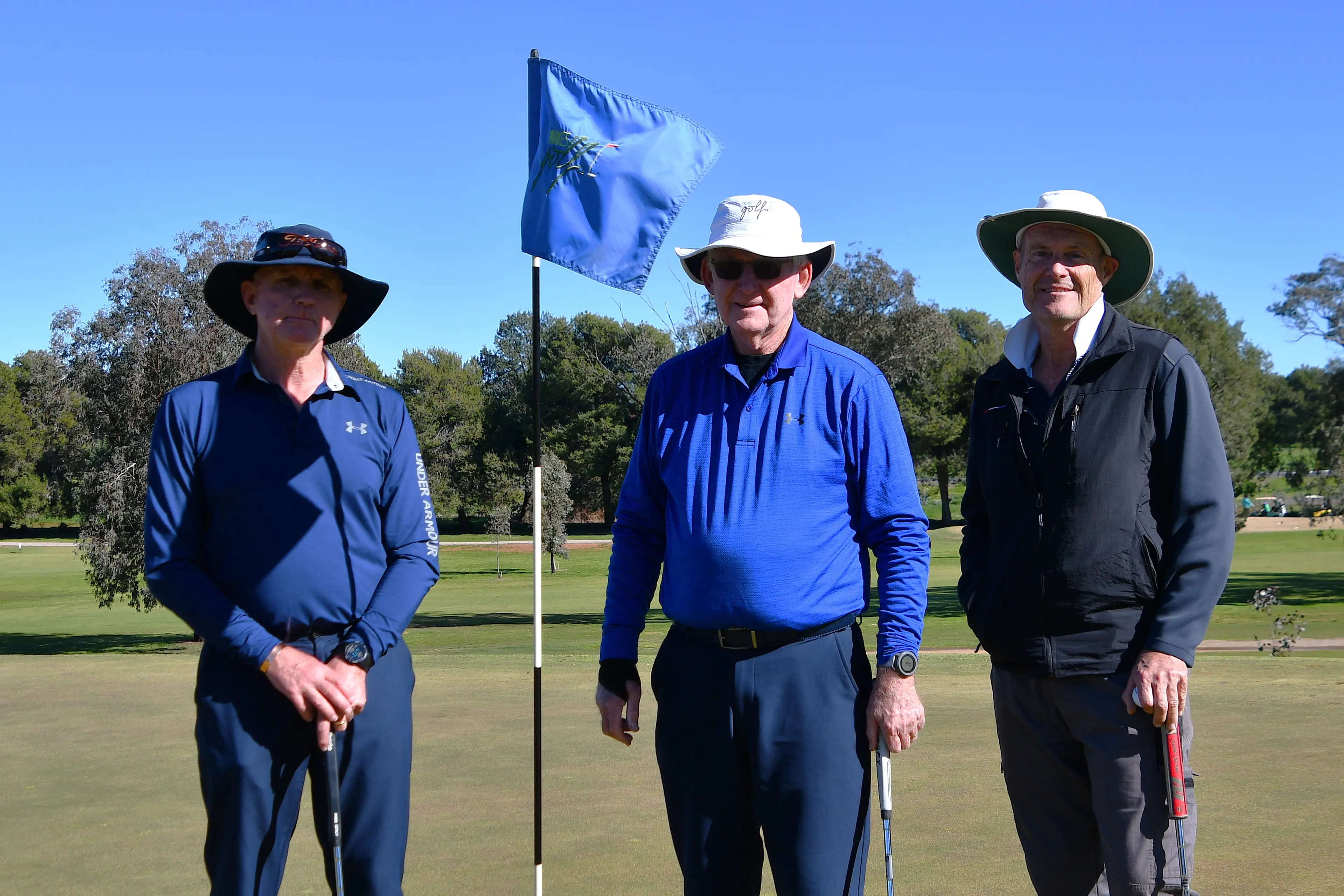 <p>Wayne Tucker, Lindsay Elliott and Ian Ward were spotted having a hit last month in beautiful weather conditions. PHOTO: Jenny Kingham</p>\\n