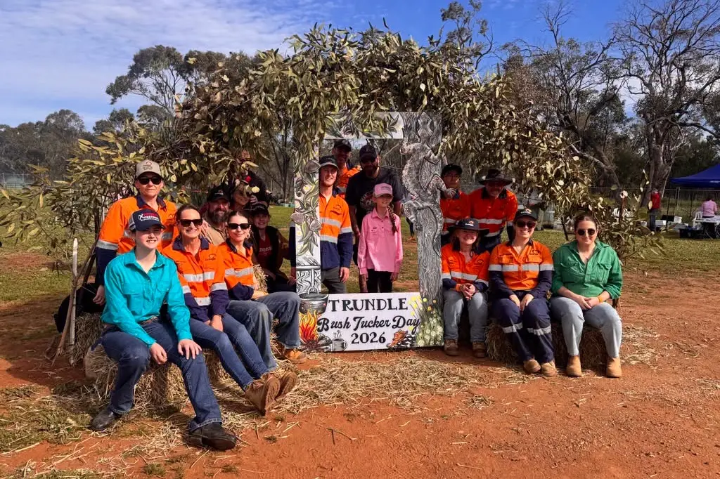 <p>Northparkes Operations\\' annual \\'family\\' photo at the Trundle Bush Tucker Day, an event they said they love volunteering at each year. PHOTO: Northparkes Operations</p>\\n