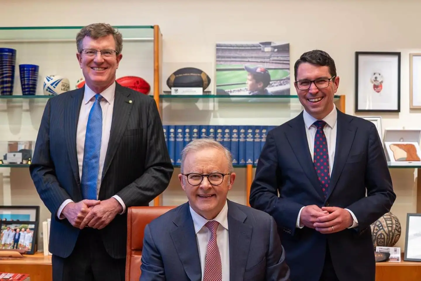 <p>Member for Calare Andrew Gee with Prime Minister Anthony Albanese and Assistant Minister Patrick Gorman. </p>\\n