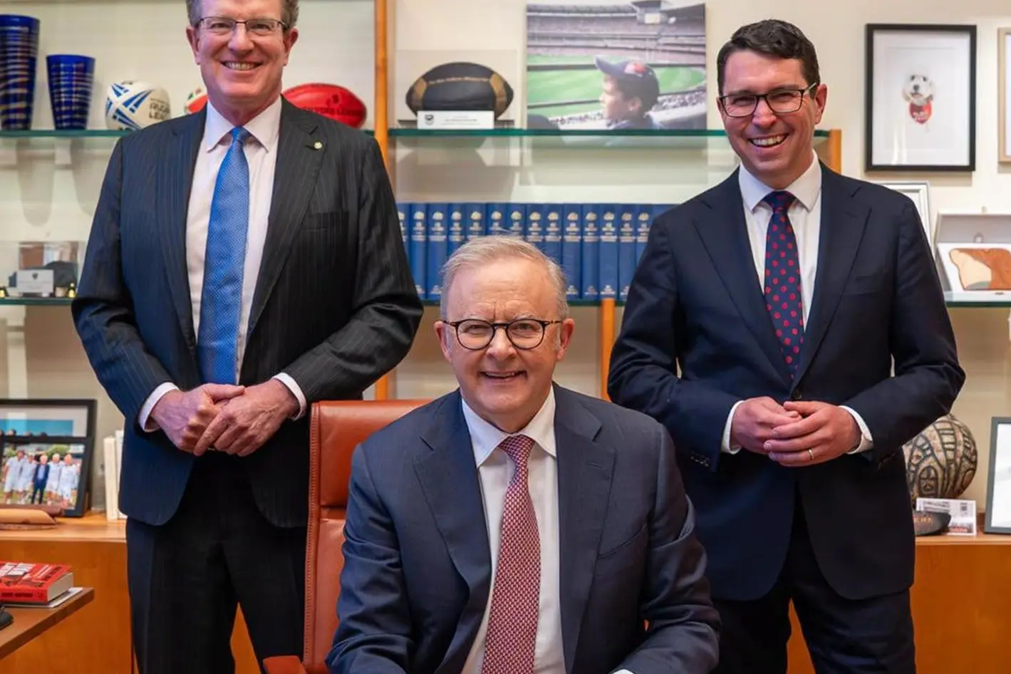 <p>Member for Calare Andrew Gee with Prime Minister Anthony Albanese and Assistant Minister Patrick Gorman. </p>\\n