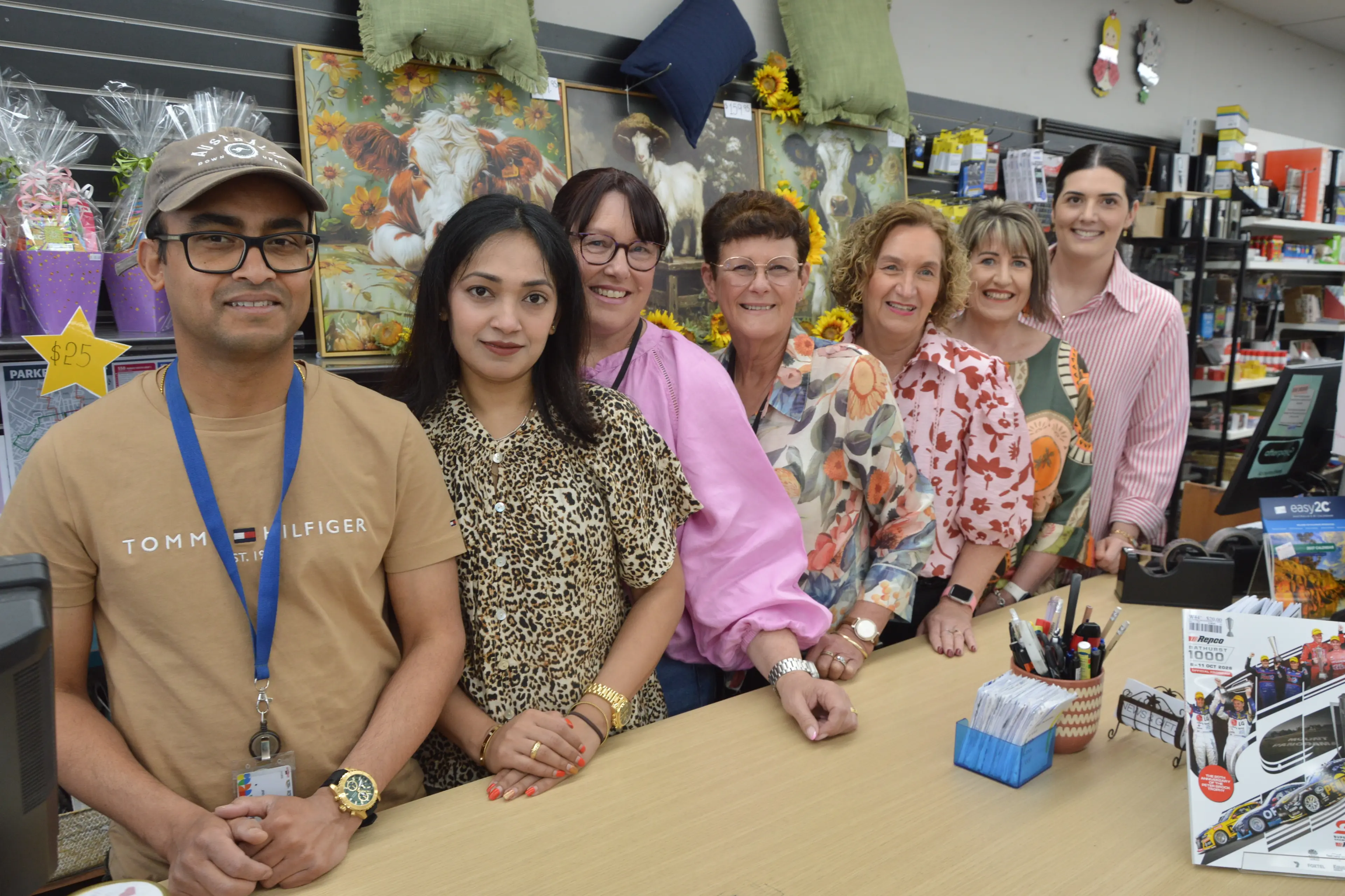 <p>Parkes News and Gifts owners Arup Jodder and Shubhra Mondal with their team Donna Swetland, Elaine Hornby, Melissa Cowling, Vanessa Woolner and Emma Wales. Absent, Steph McNaughton, Miah Cusack and Zahli Gillingham. PHOTO: Christine Little</p>\\n