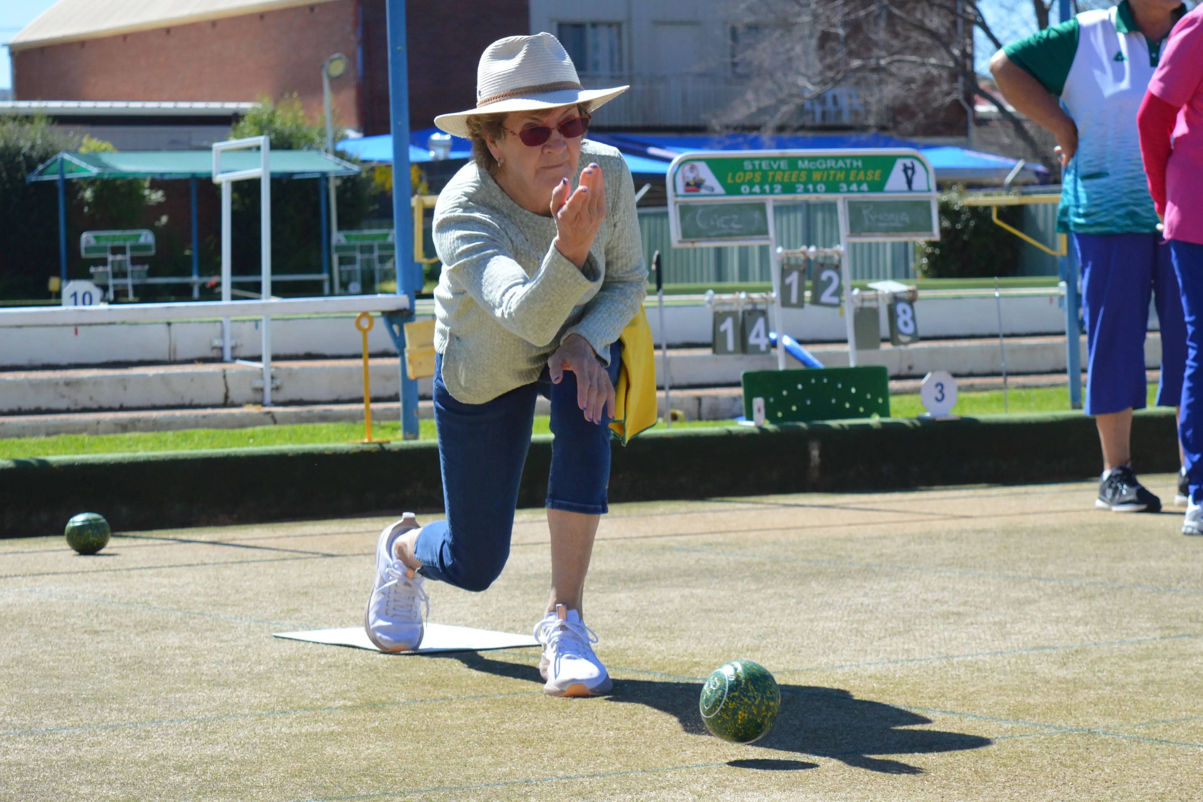 <p>Lyn Green was among the winners on Team Frame during a friendly bowl on Tuesday. PHOTO: Christine Little</p>\\n