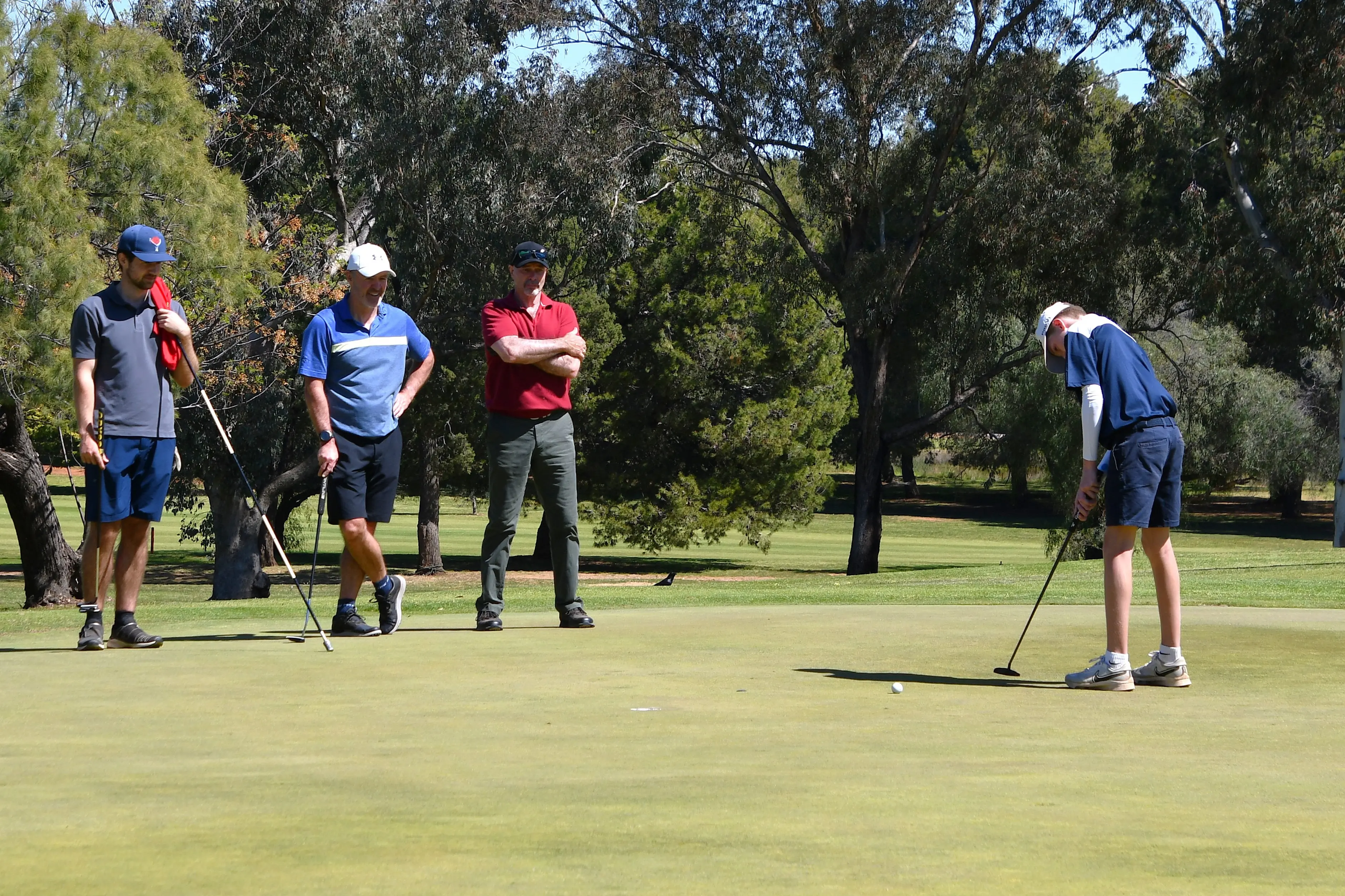 <p>Jack Kaden was one of Saturday\\'s runners-up who also competed in the Parkes Golf Open, during which he\\'s pictured here putting as Hugh and Rowan Macdonald from Sydney and Robert Cunningham from Parkes watch on. PHOTO: Jenny Kingham</p>\\n